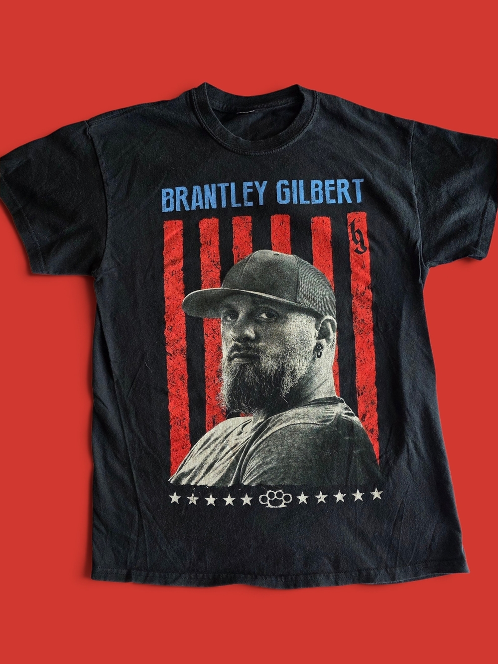 Brantley Gilbert Graphic Band Tee - Black, Red, White, Blue. Small Unisex.